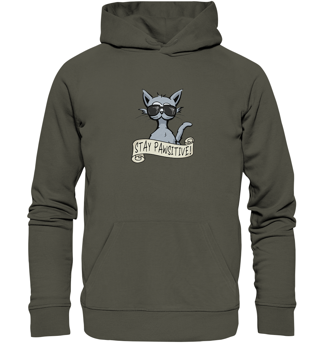 Stay Pawsitive Bleib lässig Hipster Katze - Organic Hoodie