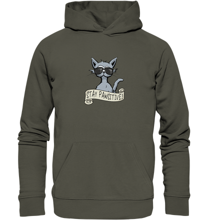 Stay Pawsitive Bleib lässig Hipster Katze - Organic Hoodie
