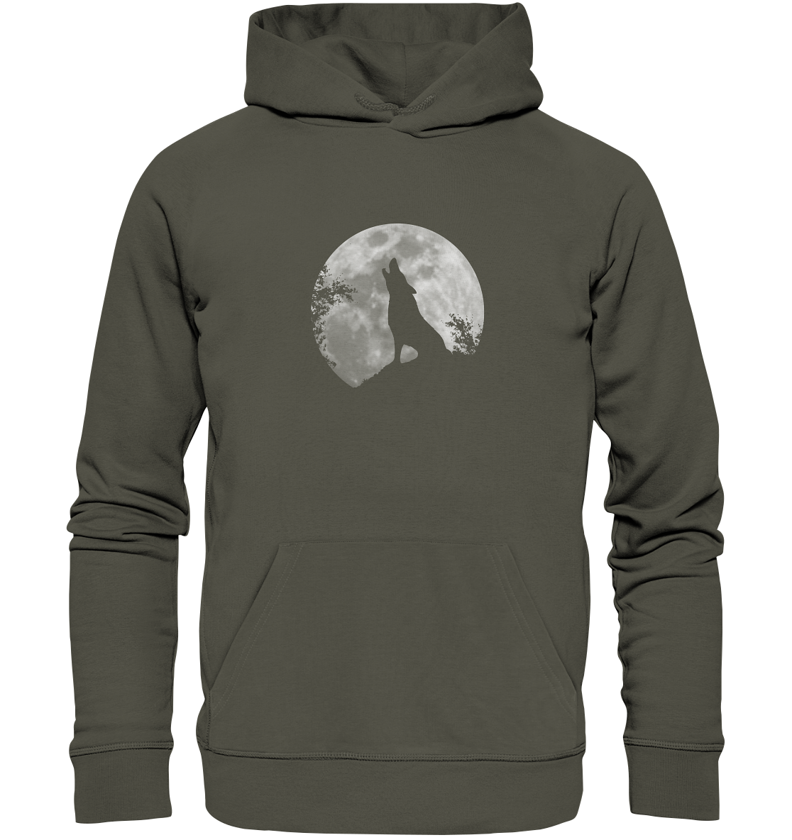Heulender Wolf Silhouette vor Vollmond - Organic Hoodie
