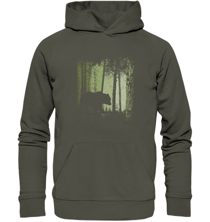 Braunbär im Zwielicht Wald - Organic Hoodie