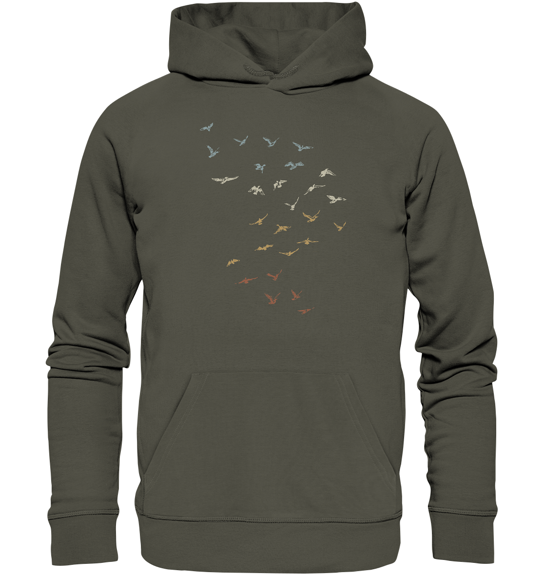 Retro Vogel Schwarm - Organic Hoodie