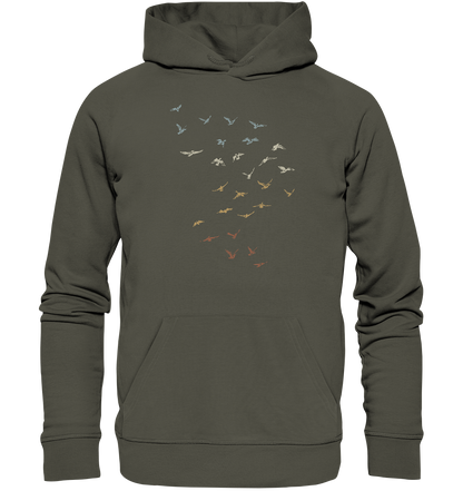 Retro Vogel Schwarm - Organic Hoodie