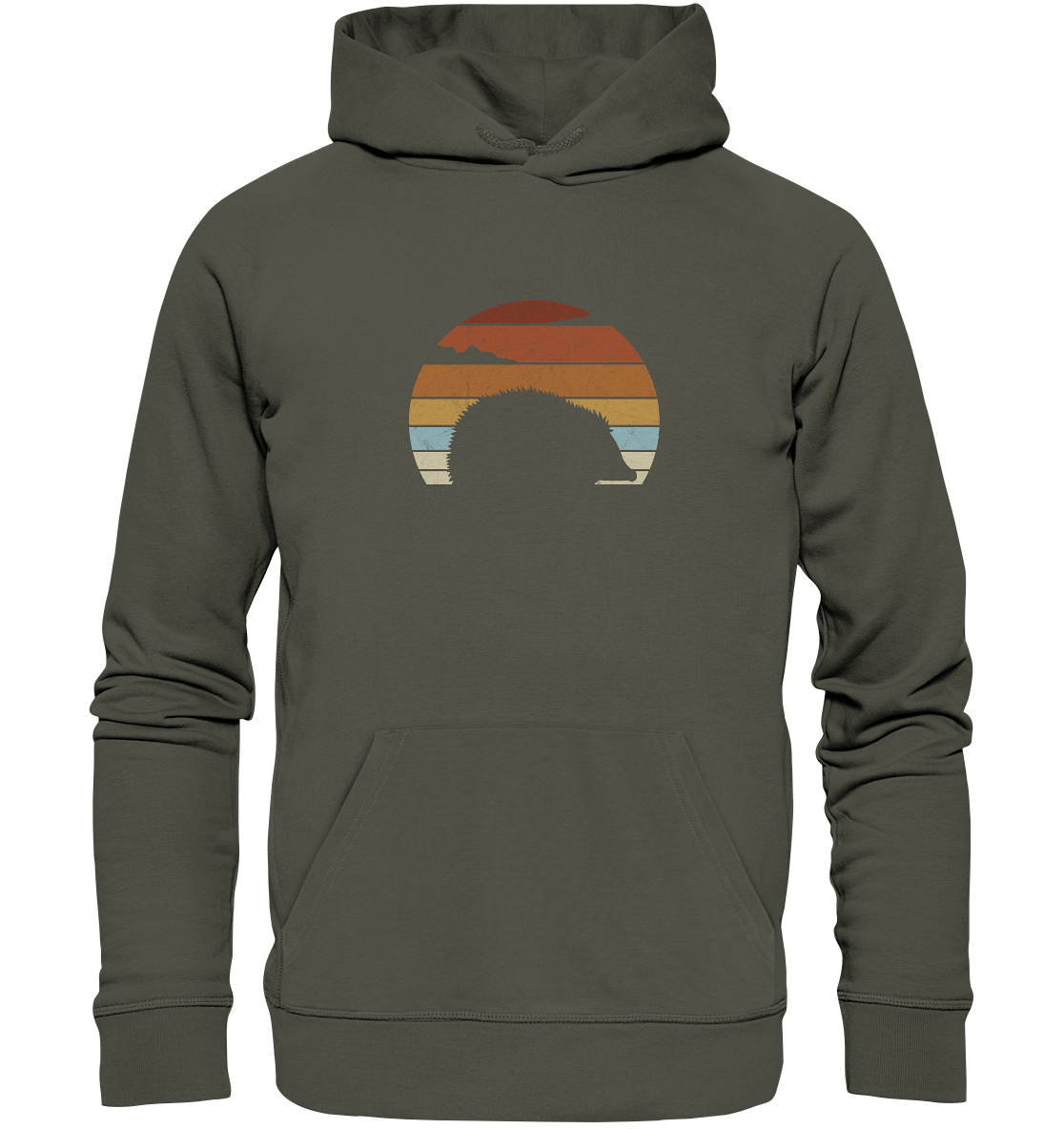 Retro Igel Silhouette im Sonnenuntergang - Organic Hoodie