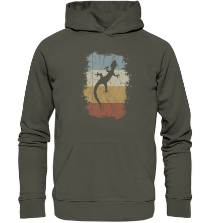 Retro Gecko Salamander Silhouette - Organic Hoodie