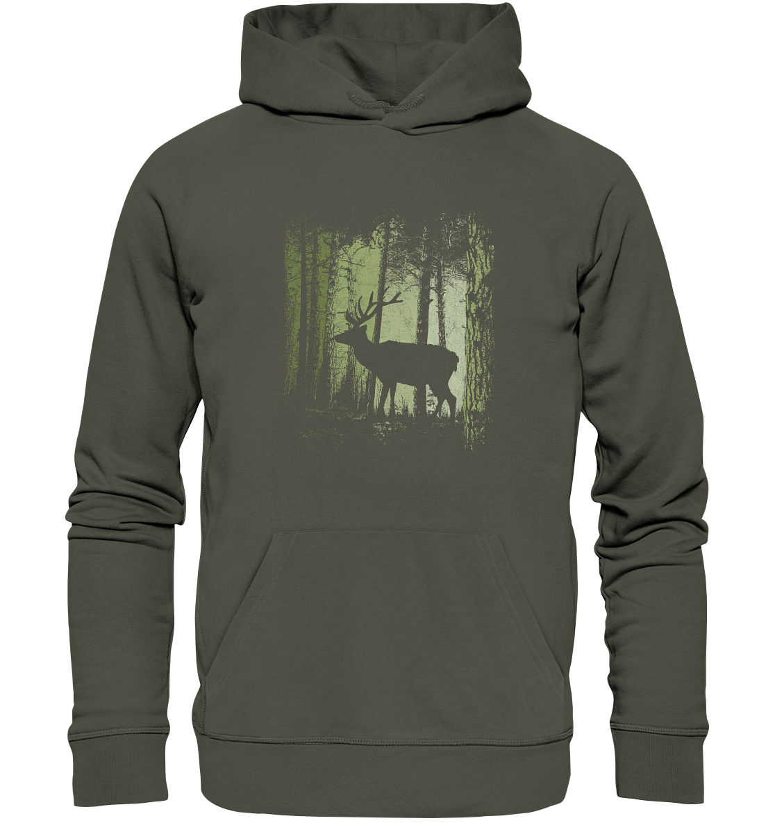 Hirsch im Zwielicht Wald - Organic Hoodie
