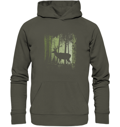 Hirsch im Zwielicht Wald - Organic Hoodie