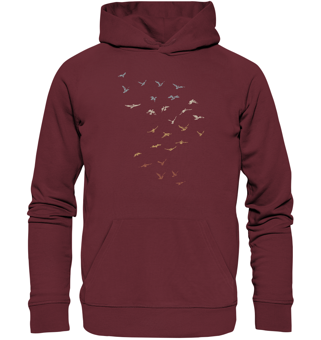 Retro Vogel Schwarm - Organic Hoodie