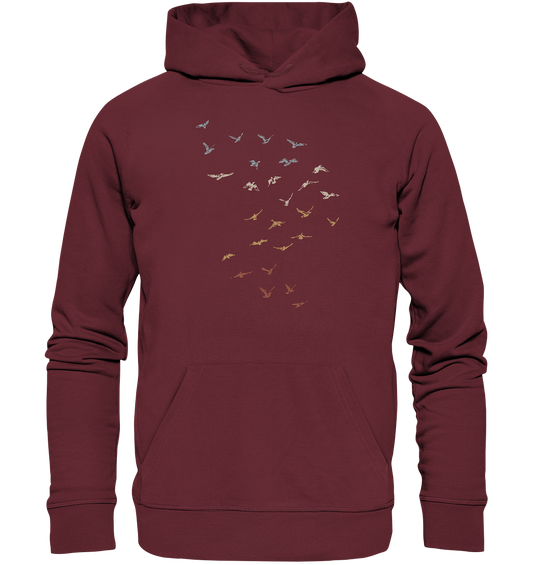 Retro Vogel Schwarm - Organic Hoodie