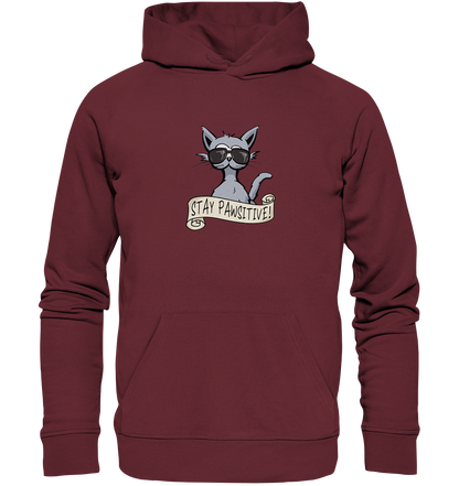 Stay Pawsitive Bleib lässig Hipster Katze - Organic Hoodie
