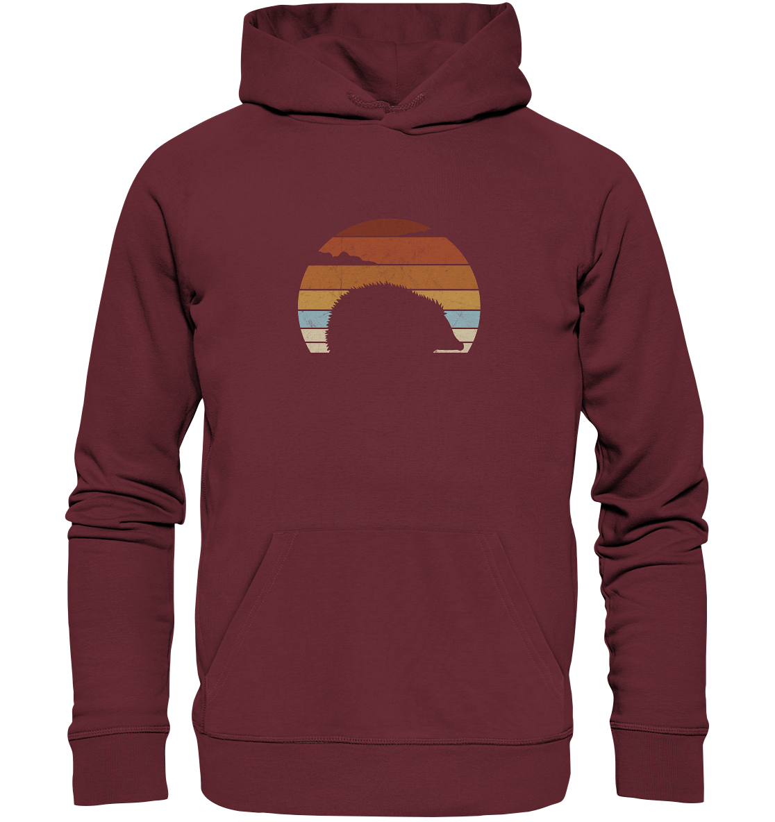Retro Igel Silhouette im Sonnenuntergang - Organic Hoodie