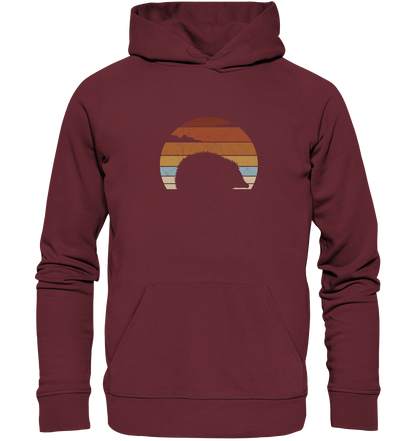 Retro Igel Silhouette im Sonnenuntergang - Organic Hoodie