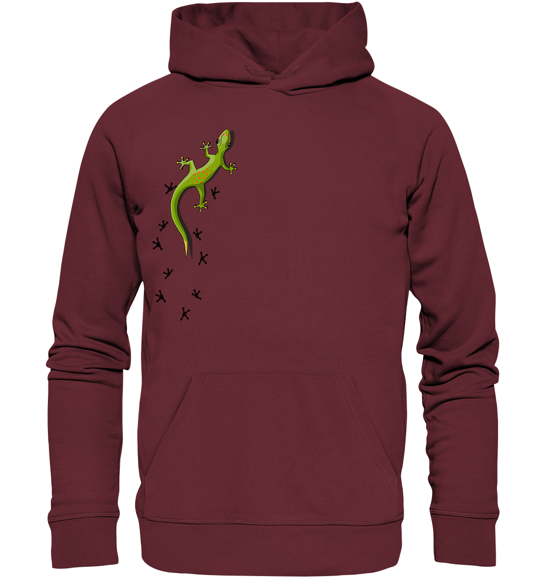 Kletternder Gecko mit Spuren - Organic Hoodie