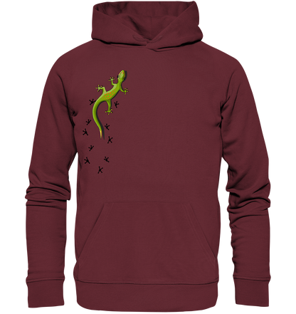 Kletternder Gecko mit Spuren - Organic Hoodie