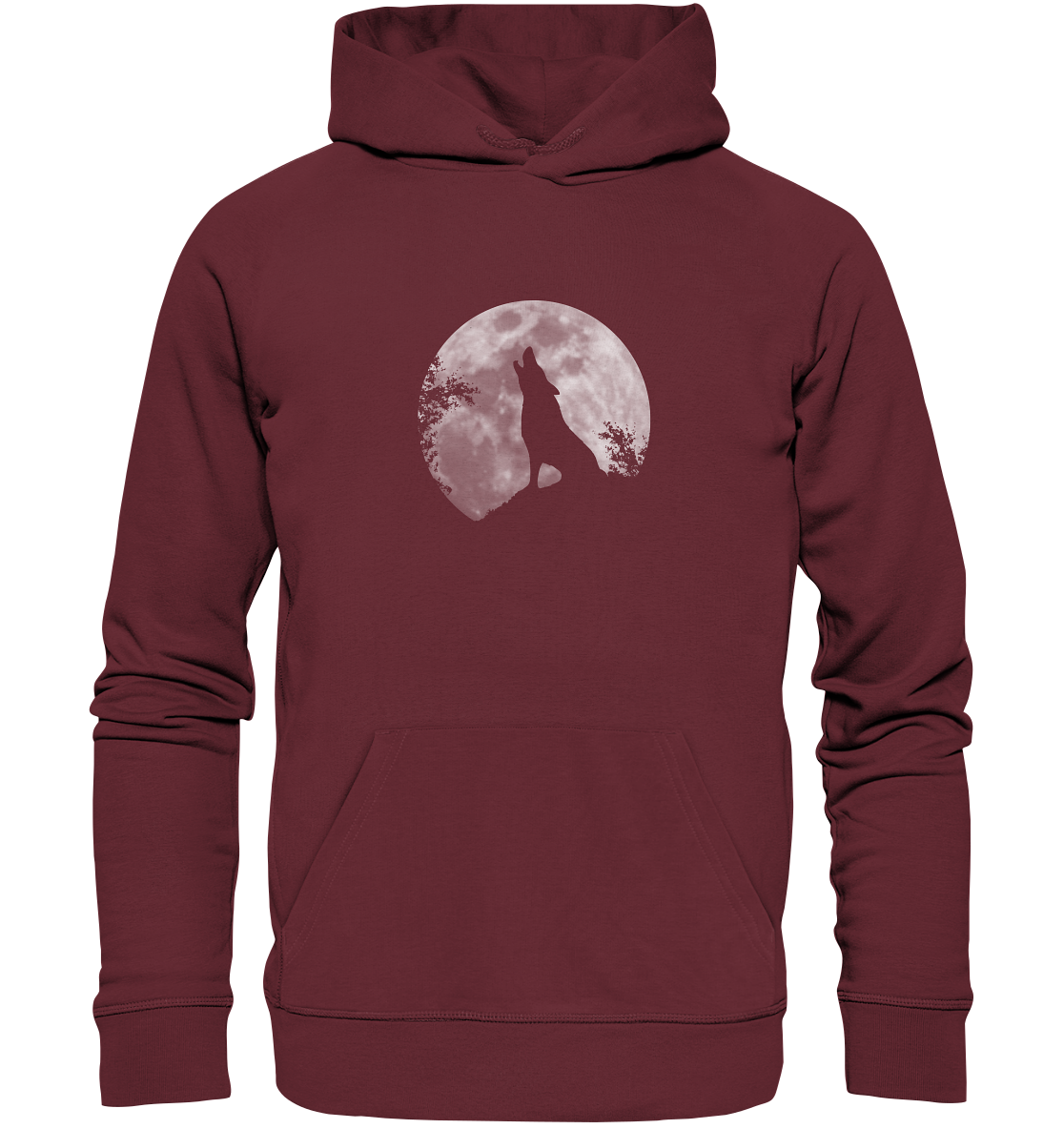 Heulender Wolf Silhouette vor Vollmond - Organic Hoodie