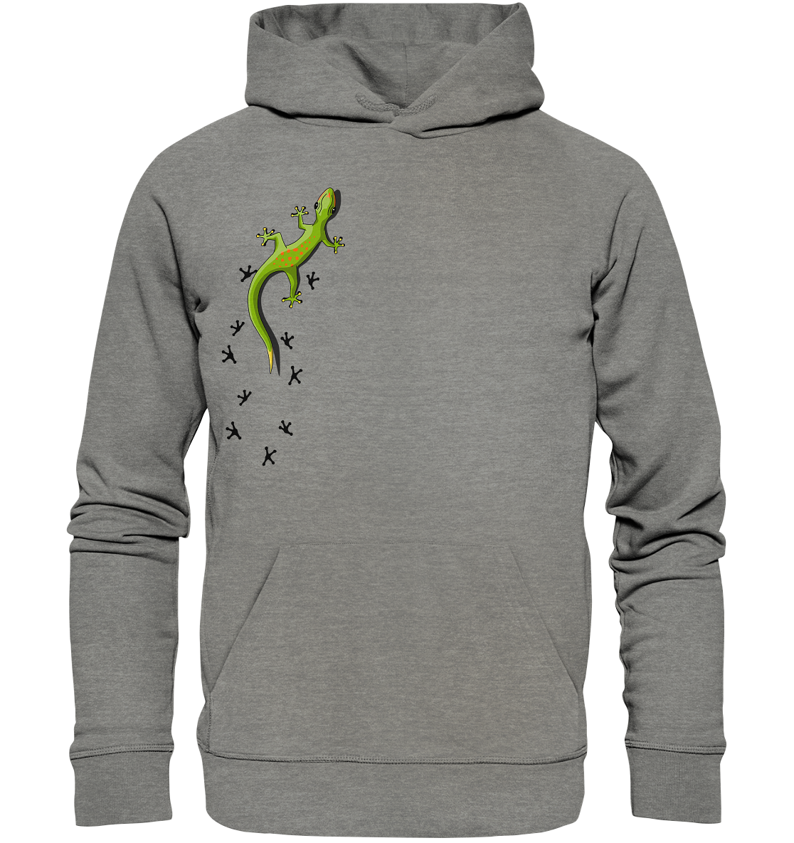Kletternder Gecko mit Spuren - Organic Hoodie