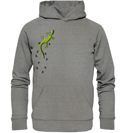 Kletternder Gecko mit Spuren - Organic Hoodie