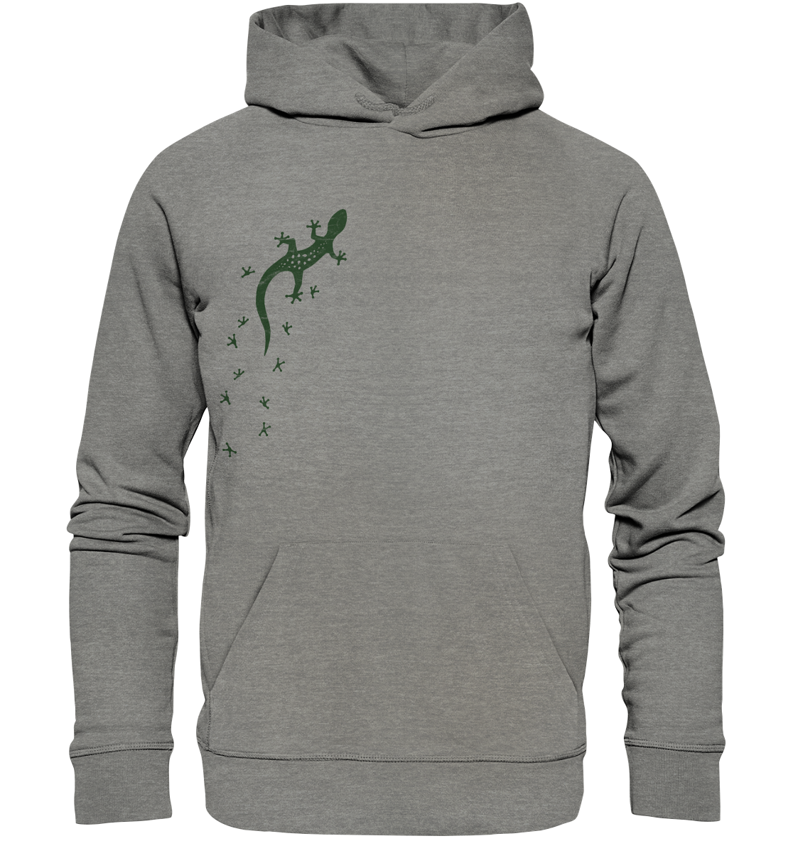 Gecko Eidechse Silhouette dunkel - Organic Hoodie