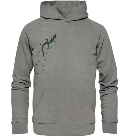 Gecko Eidechse Silhouette dunkel - Organic Hoodie