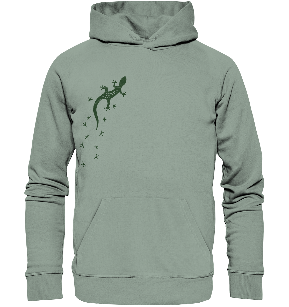 Gecko Eidechse Silhouette dunkel - Organic Hoodie