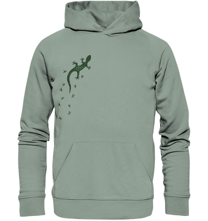 Gecko Eidechse Silhouette dunkel - Organic Hoodie