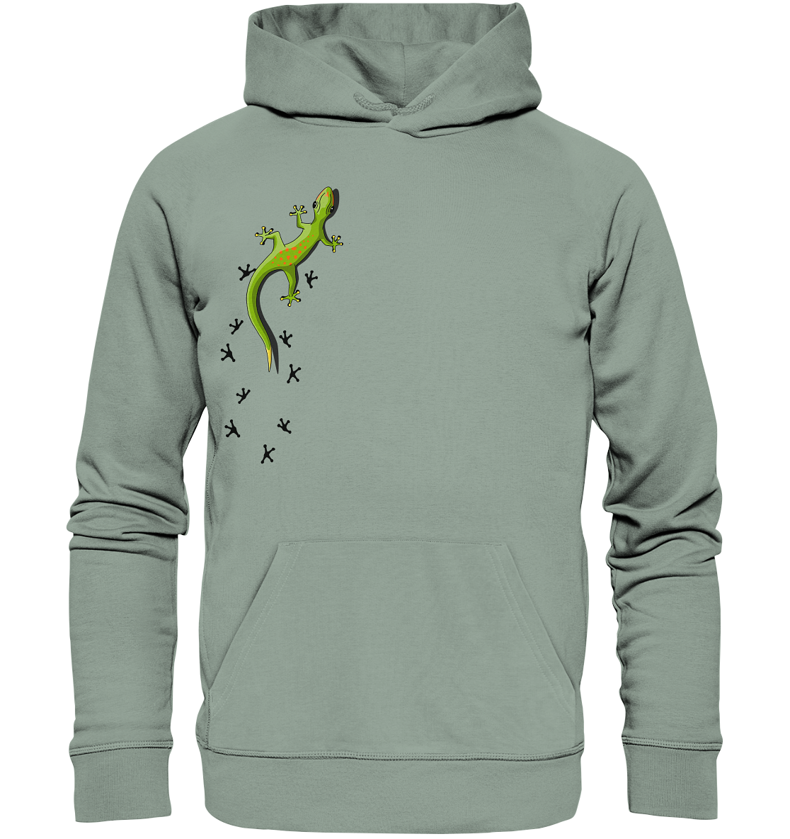 Kletternder Gecko mit Spuren - Organic Hoodie