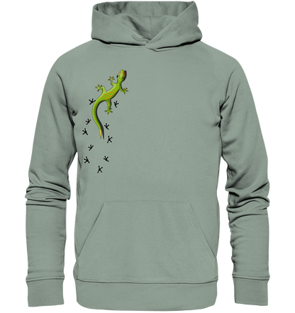 Kletternder Gecko mit Spuren - Organic Hoodie
