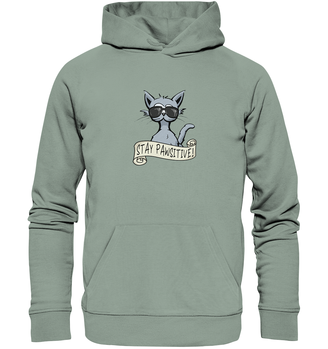 Stay Pawsitive Bleib lässig Hipster Katze - Organic Hoodie