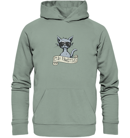 Stay Pawsitive Bleib lässig Hipster Katze - Organic Hoodie