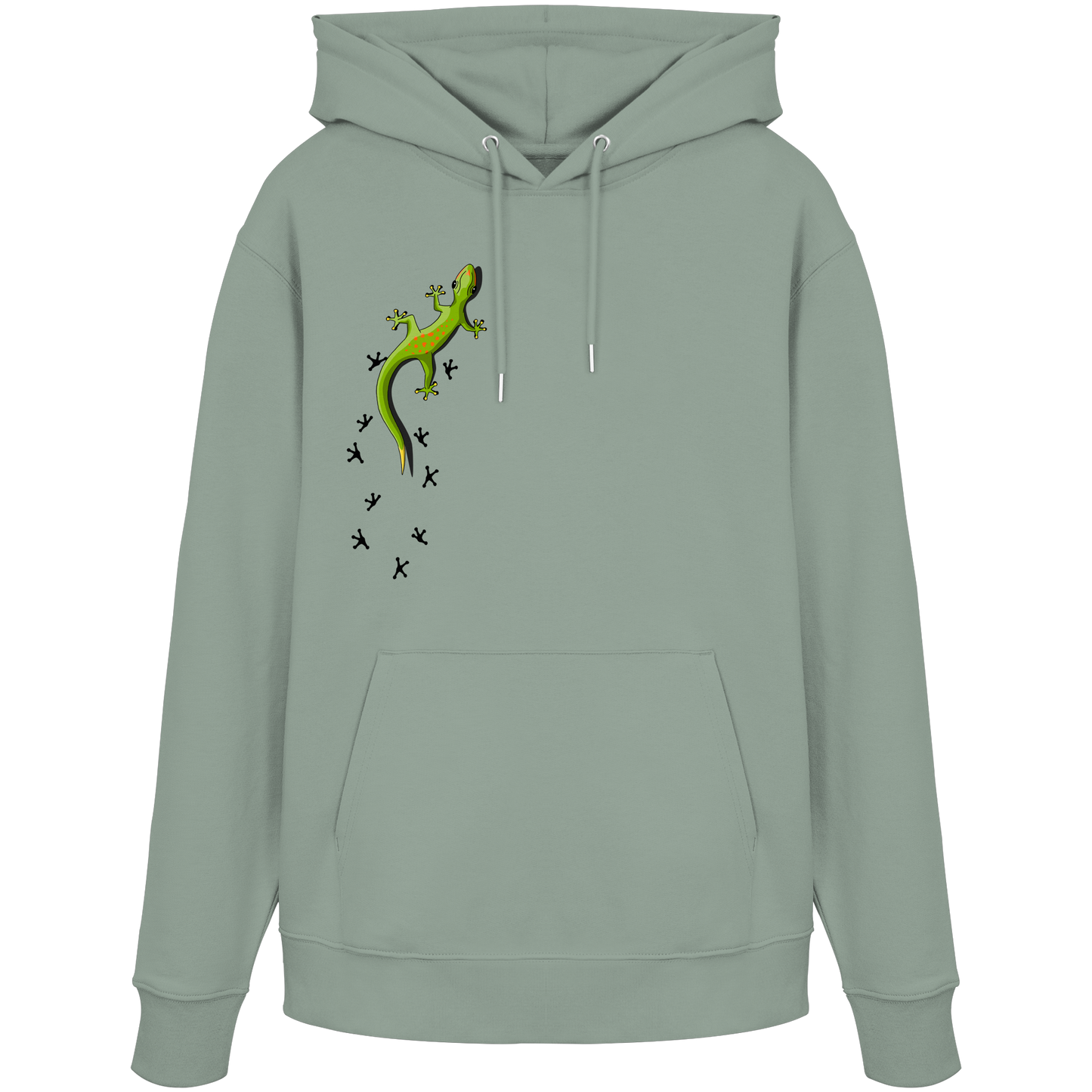Kletternder Gecko mit Spuren - Organic Hoodie