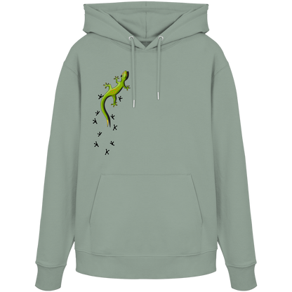 Kletternder Gecko mit Spuren - Organic Hoodie