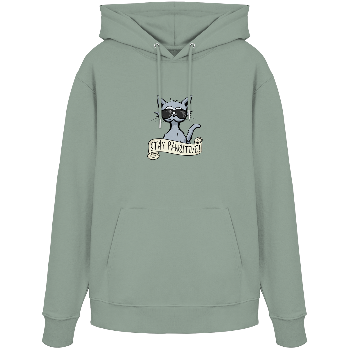 Stay Pawsitive Bleib lässig Hipster Katze - Organic Hoodie