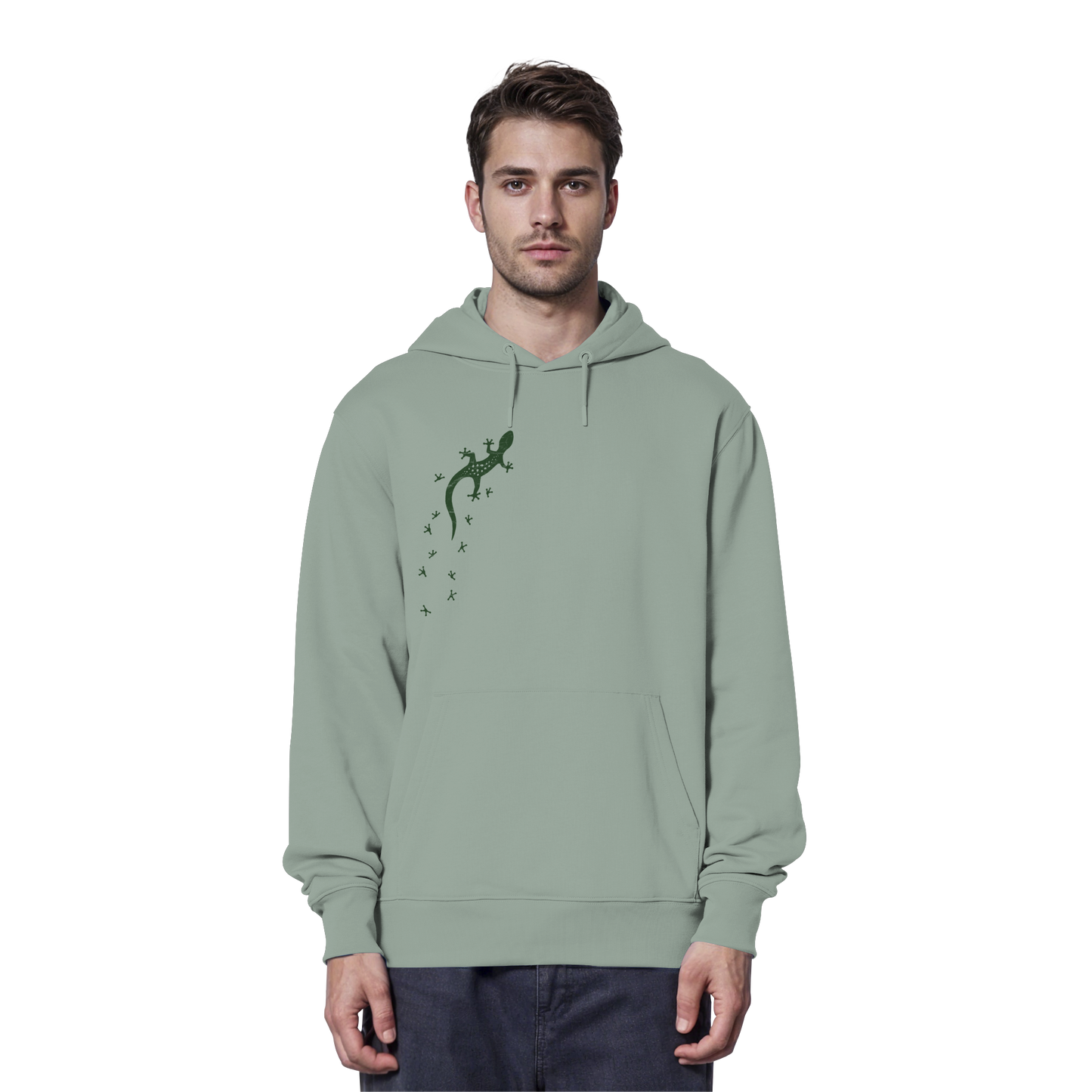Gecko Eidechse Silhouette dunkel - Organic Hoodie