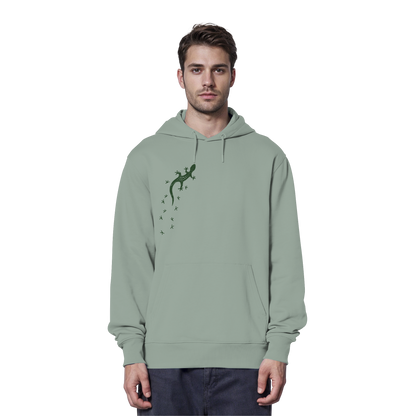 Gecko Eidechse Silhouette dunkel - Organic Hoodie