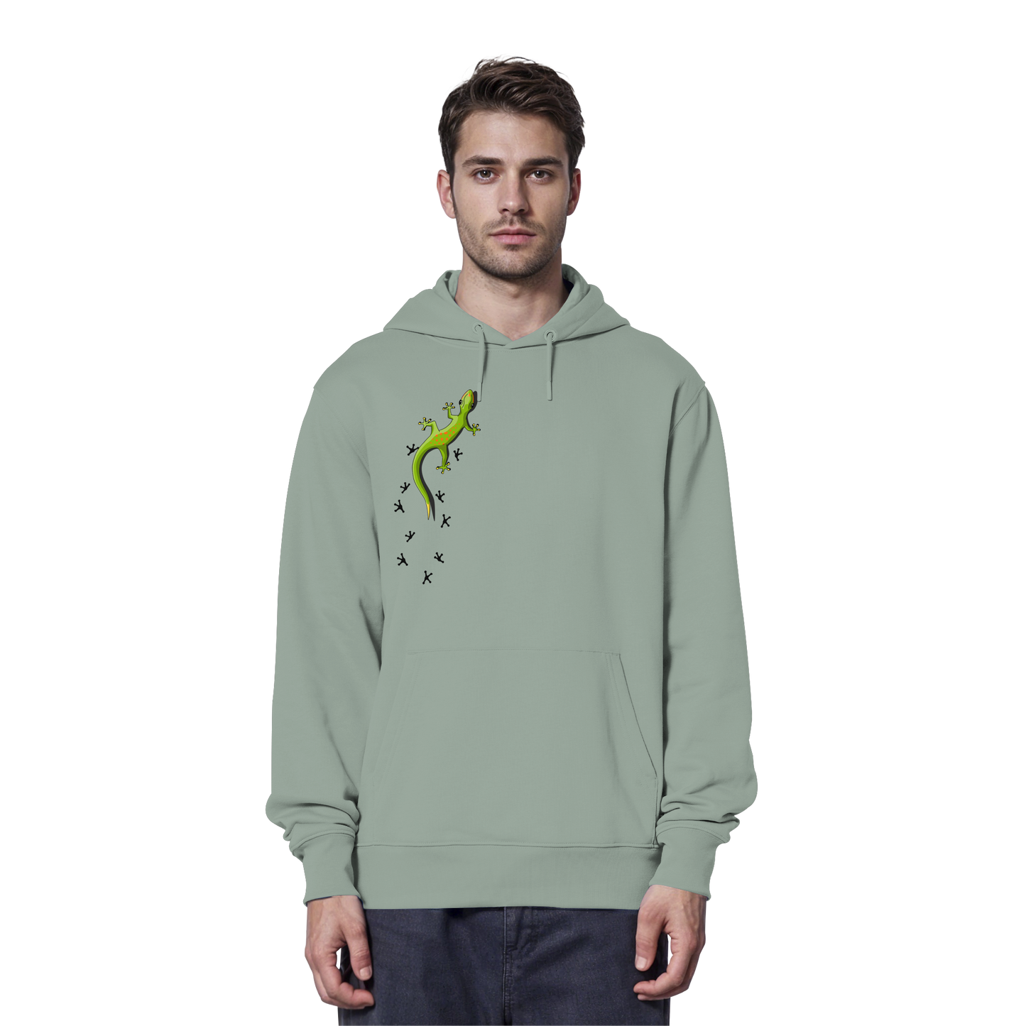Kletternder Gecko mit Spuren - Organic Hoodie