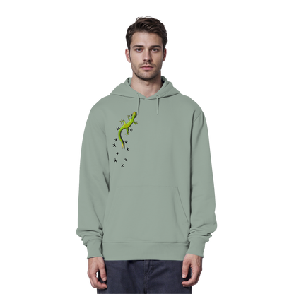 Kletternder Gecko mit Spuren - Organic Hoodie