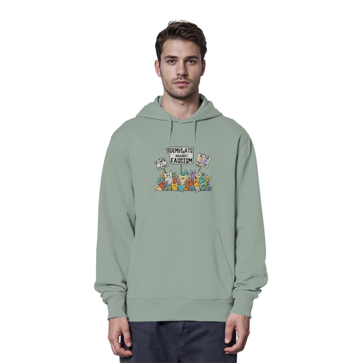 Demo-Katzen gegen Faschismus und für Vielfalt - Organic Hoodie