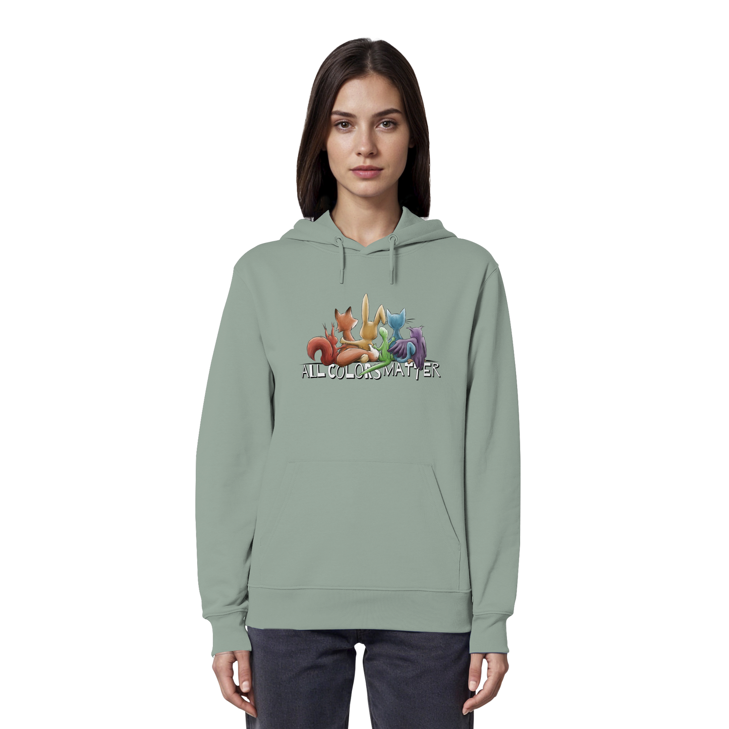 All Colors Matter! Regenbogen Tiere für Vielfalt - Organic Hoodie