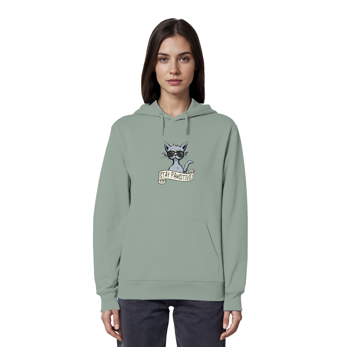 Stay Pawsitive Bleib lässig Hipster Katze - Organic Hoodie