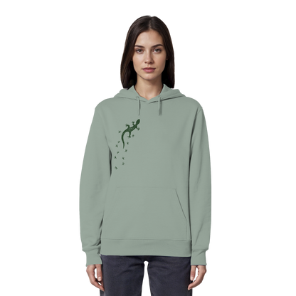 Gecko Eidechse Silhouette dunkel - Organic Hoodie