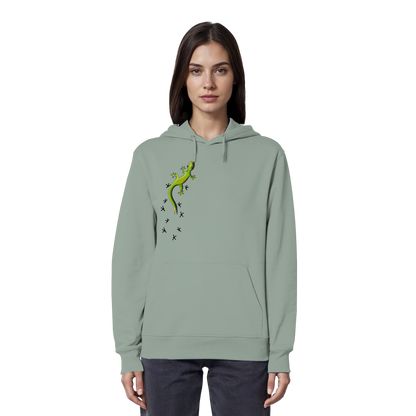 Kletternder Gecko mit Spuren - Organic Hoodie