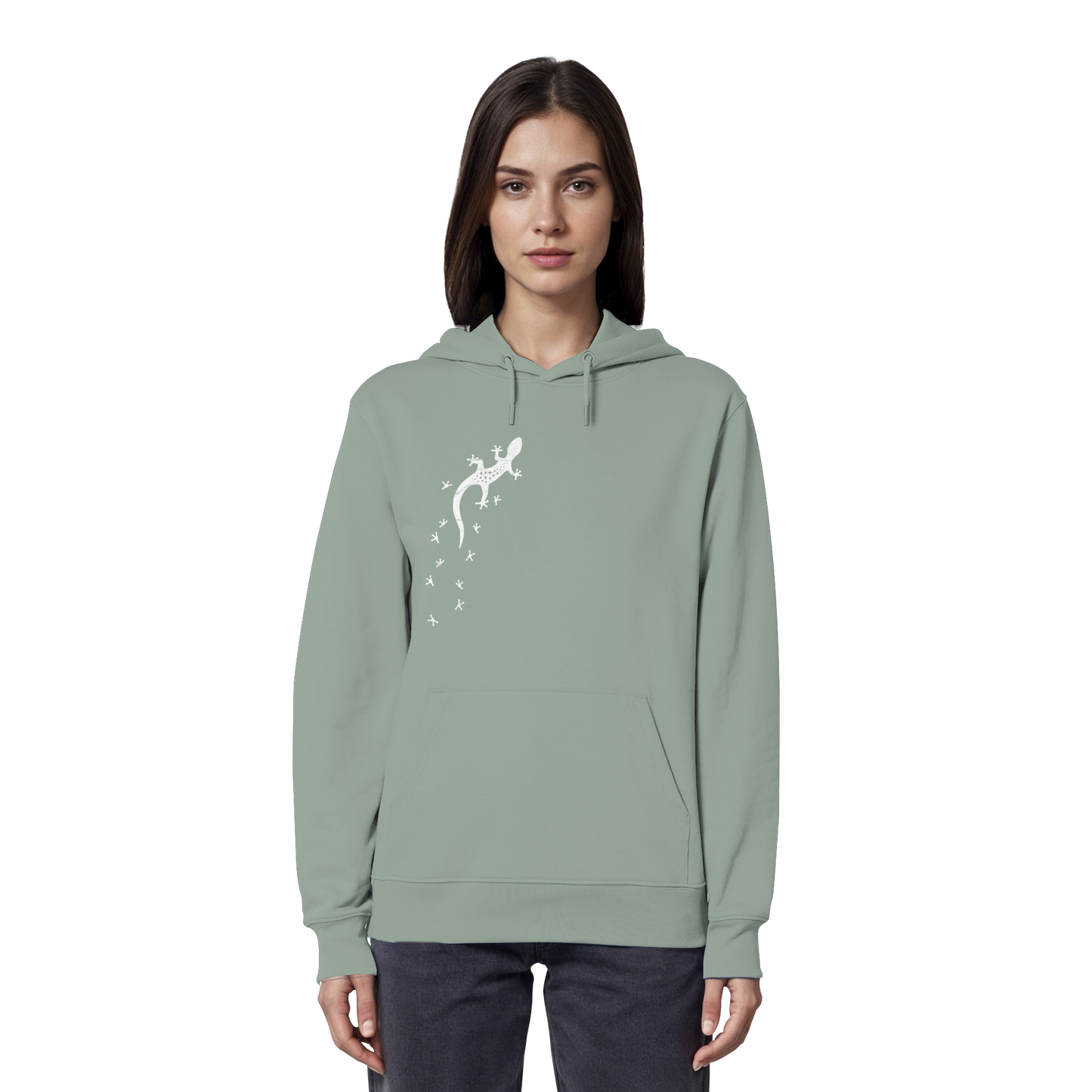 Gecko Eidechse Silhouette hell - Organic Hoodie