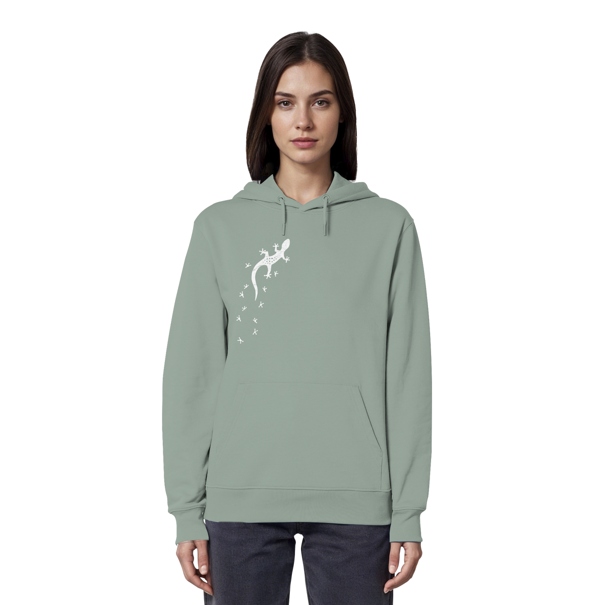 Gecko Eidechse Silhouette hell - Organic Hoodie