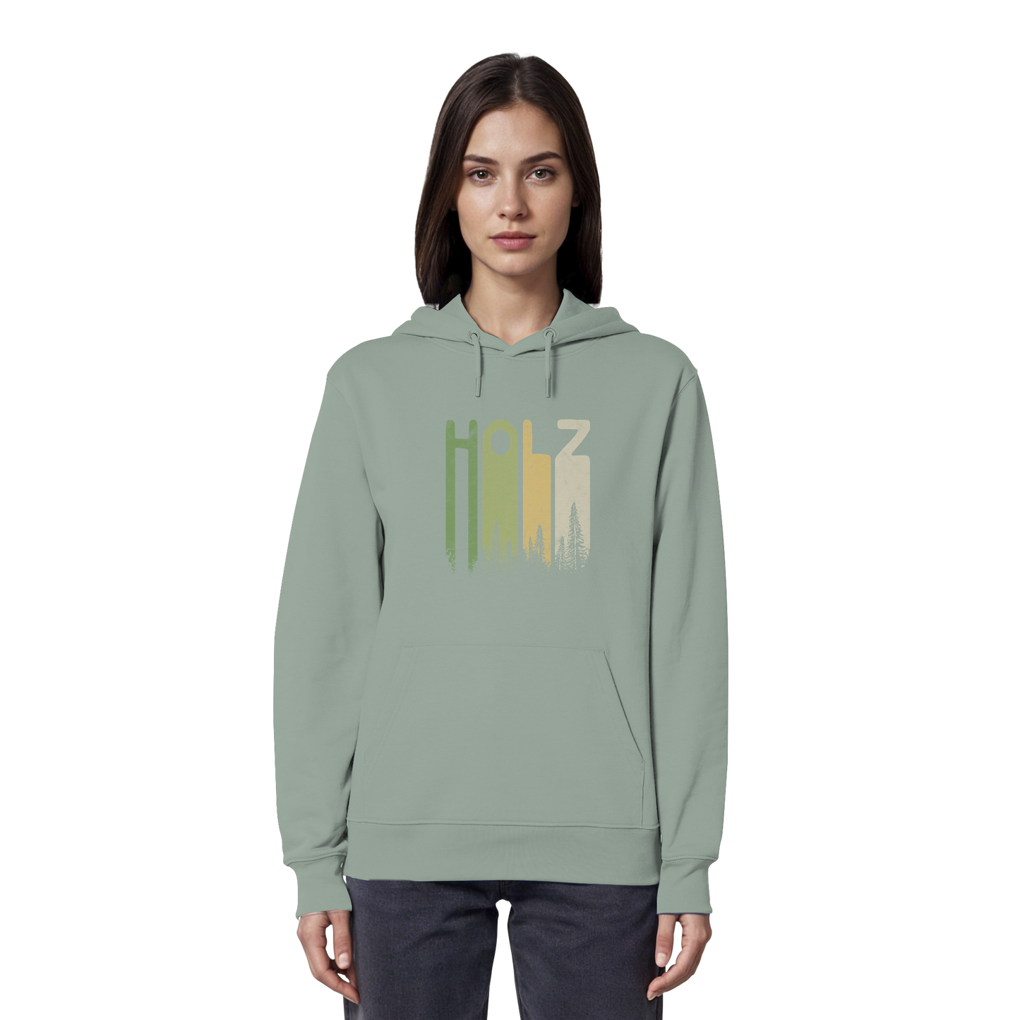 Holz Retro Wald Schriftzug - Organic Hoodie