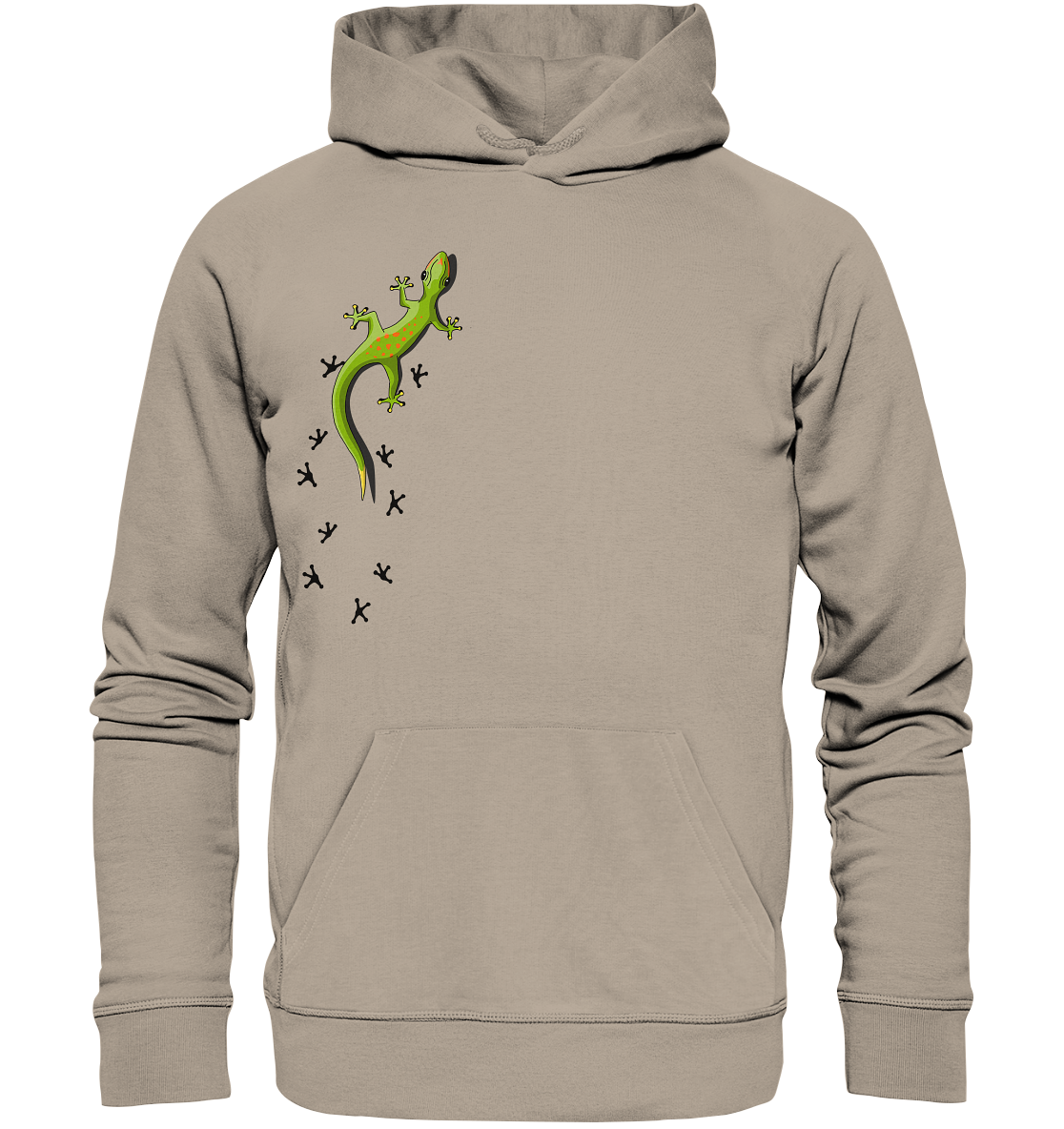 Kletternder Gecko mit Spuren - Organic Hoodie