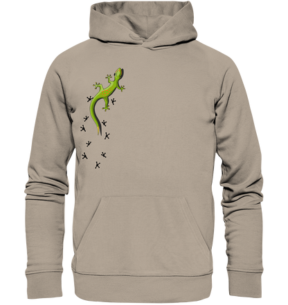 Kletternder Gecko mit Spuren - Organic Hoodie