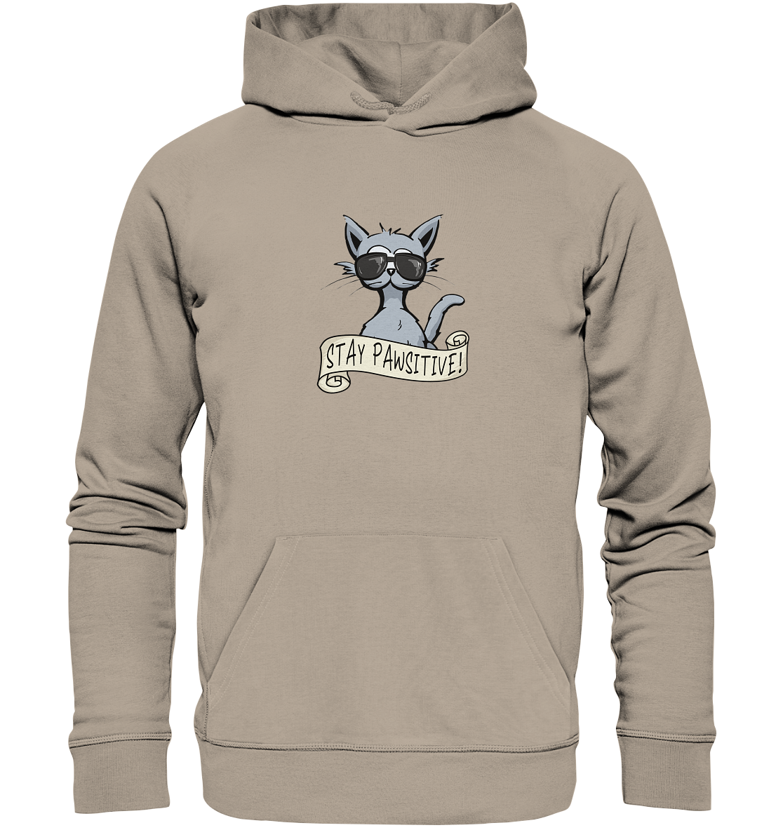 Stay Pawsitive Bleib lässig Hipster Katze - Organic Hoodie