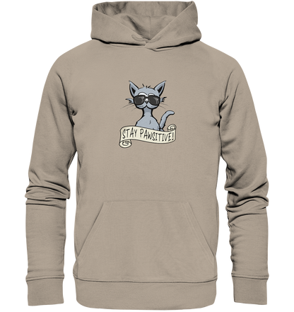 Stay Pawsitive Bleib lässig Hipster Katze - Organic Hoodie