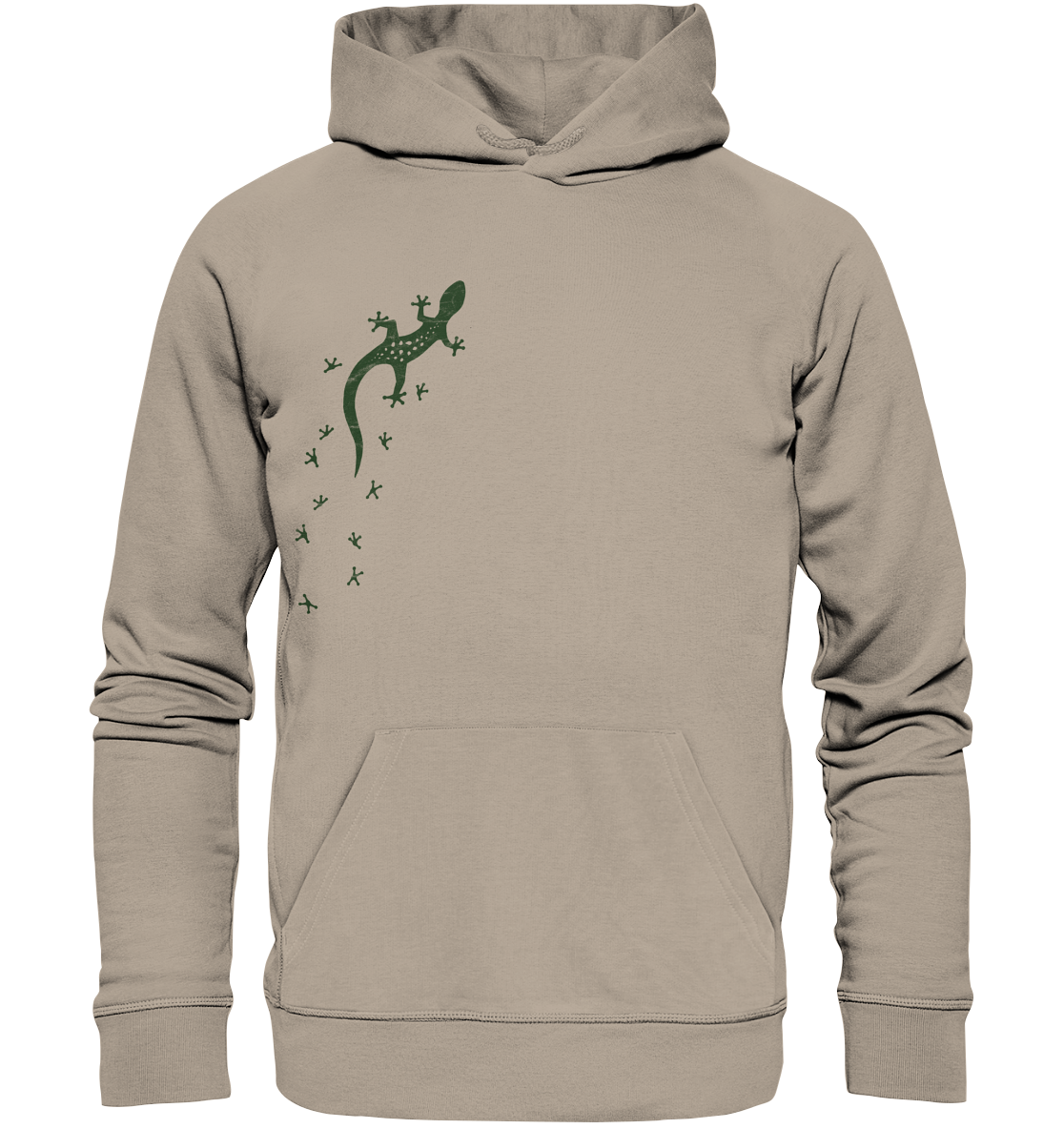 Gecko Eidechse Silhouette dunkel - Organic Hoodie
