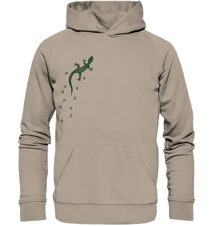 Gecko Eidechse Silhouette dunkel - Organic Hoodie