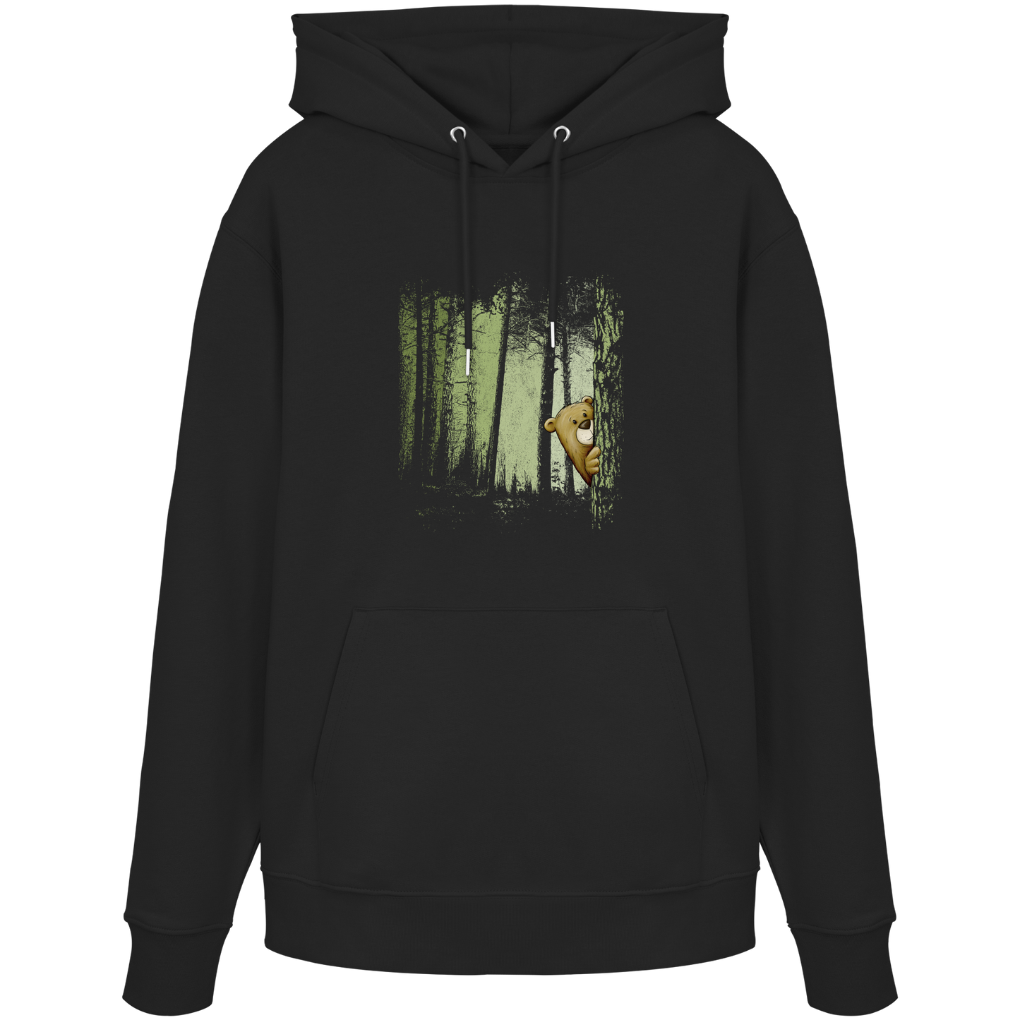 Comic Bär versteckt im Zwielicht Wald - Organic Hoodie
